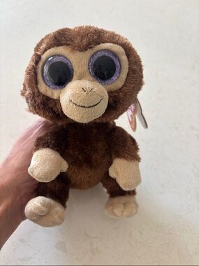 Ty Beanie Boo collector Brown Monkey Stuffed Animal - Soft Brown Kids Toy NWT